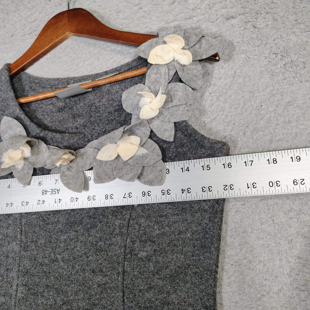 Girls From Savoy Dress Women's S Charcoal Gray Applique Floral 100% Merino Wool - Picture 7 of 11